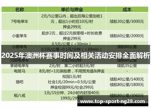2025年澳洲杯赛事时间及相关活动安排全面解析 2025年澳洲杯赛事时间及相关活动安排全面解析
