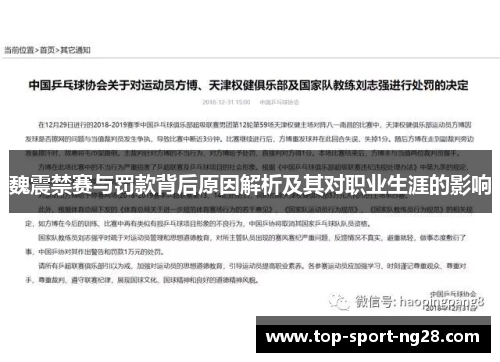 魏震禁赛与罚款背后原因解析及其对职业生涯的影响 魏震禁赛与罚款背后原因解析及其对职业生涯的影响
