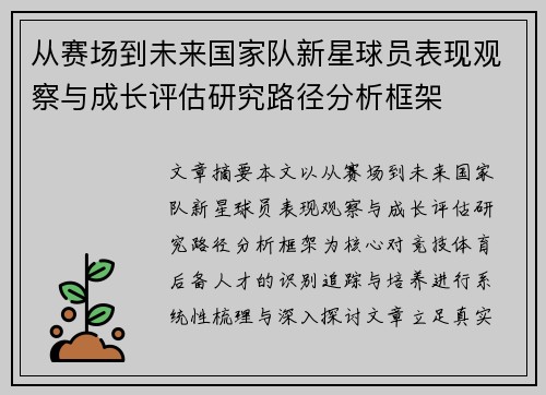 从赛场到未来国家队新星球员表现观察与成长评估研究路径分析框架 从赛场到未来国家队新星球员表现观察与成长评估研究路径分析框架