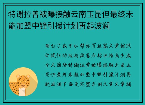 特谢拉曾被曝接触云南玉昆但最终未能加盟中锋引援计划再起波澜 特谢拉曾被曝接触云南玉昆但最终未能加盟中锋引援计划再起波澜